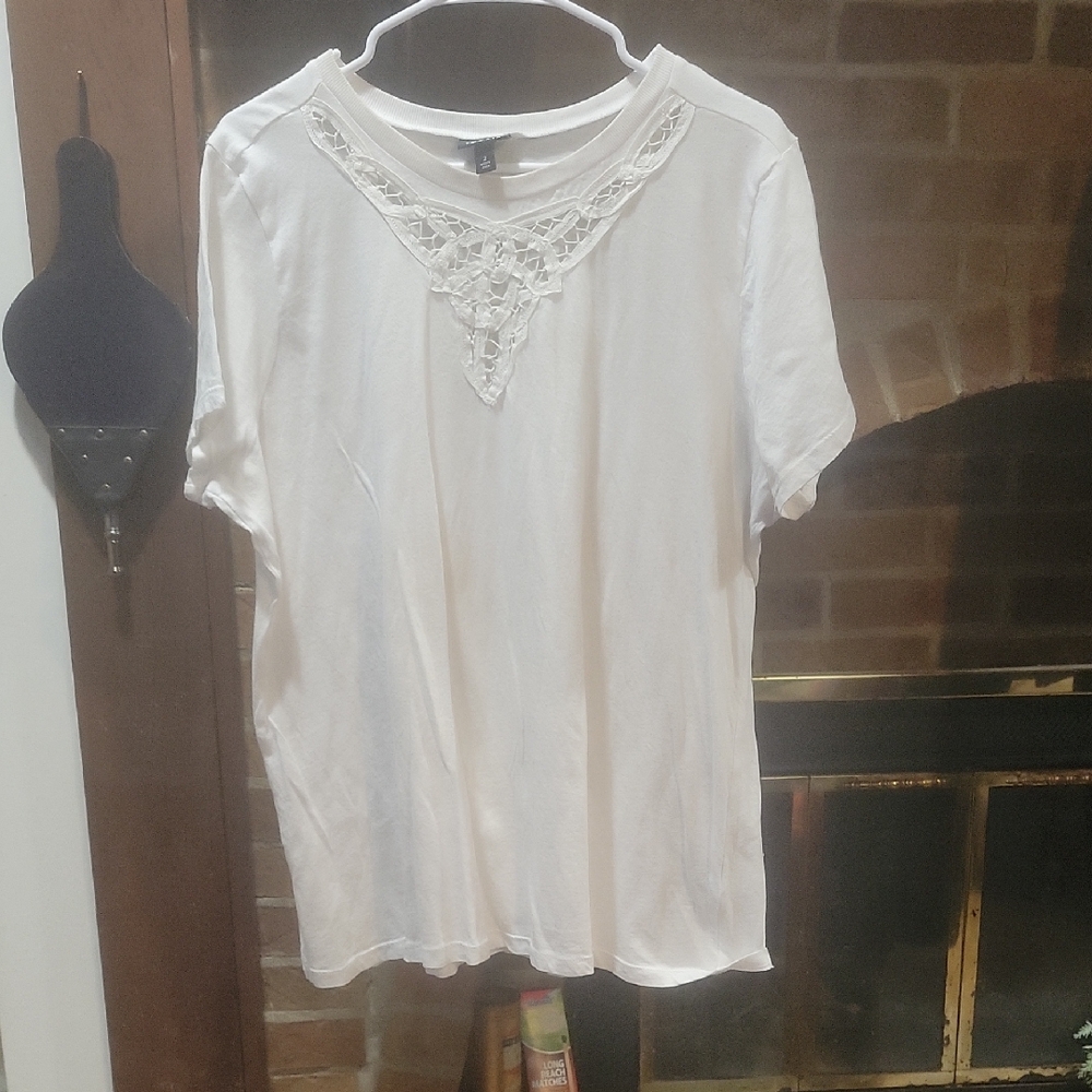 Torrid White Lace Accent Tee